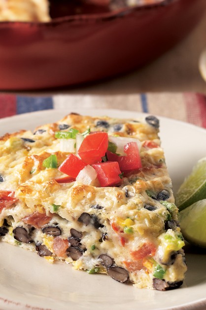 tex-mex crust less quiche on plate