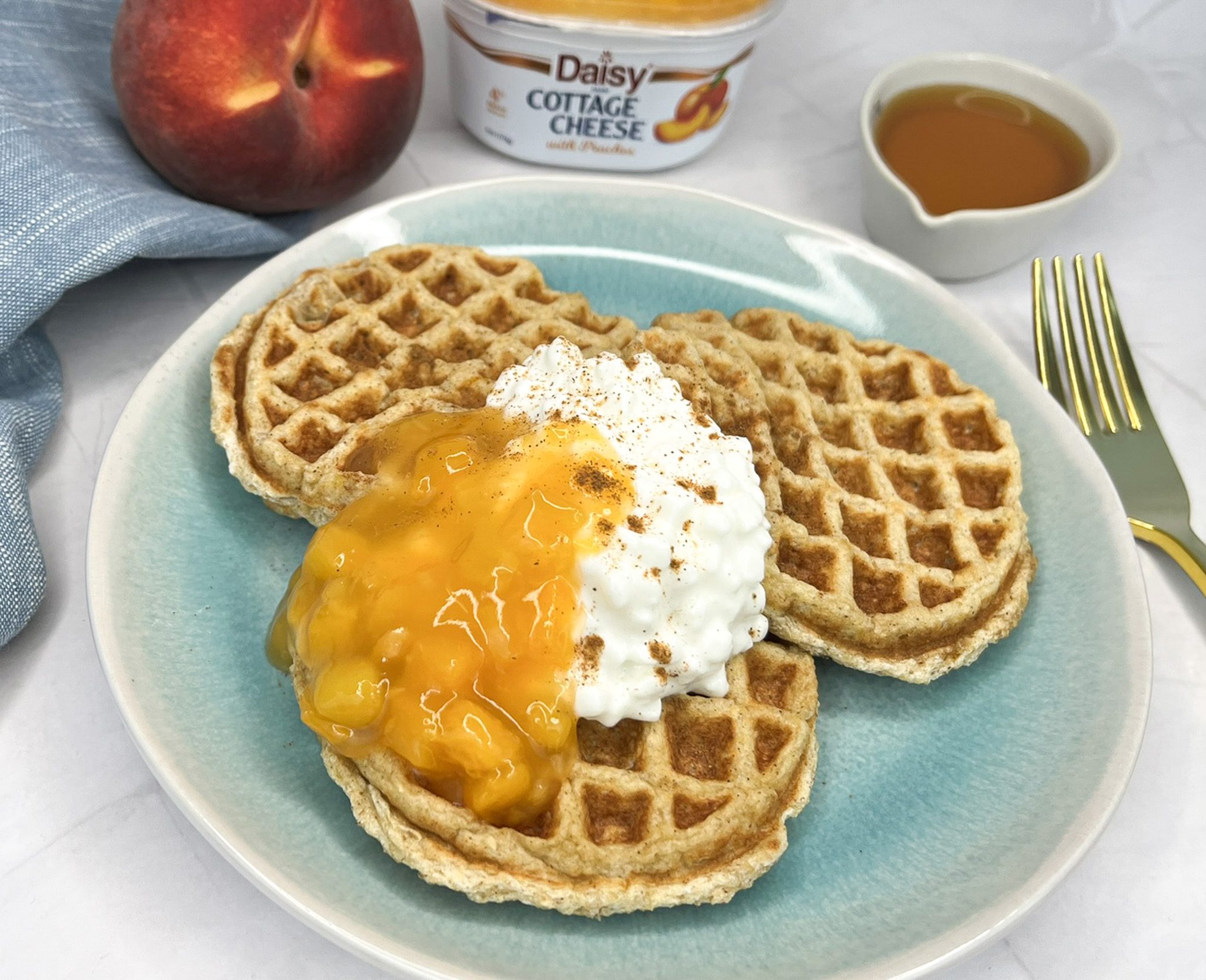 Click to open Cinnamon-Peach Blender Waffles recipe